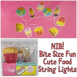 NIB! Bite Size Fun Cute Food Themed String Lights. Pizza Tacos Donuts Ice Cream